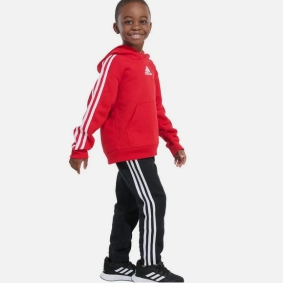 Adidas Boys 2 Piece Hoodie Sweatshirt and Jogger Set - Size 7 Red Black nwt - Picture 3 of 5